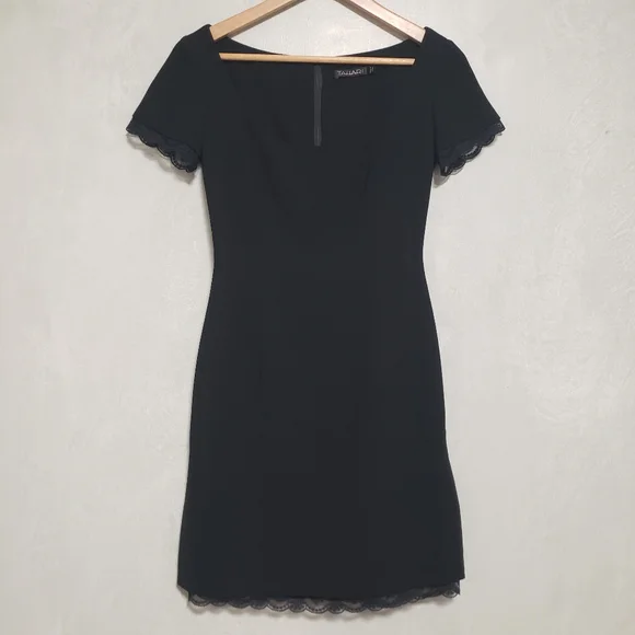 Tahari | Dresses | Tahari Black Lace Hem Short Sleeve Dress | Poshmark